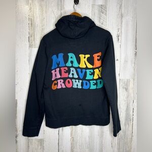 Make Heaven Crowded Women's Long Sleeve Graphics Hoodie Black Blue Size Large